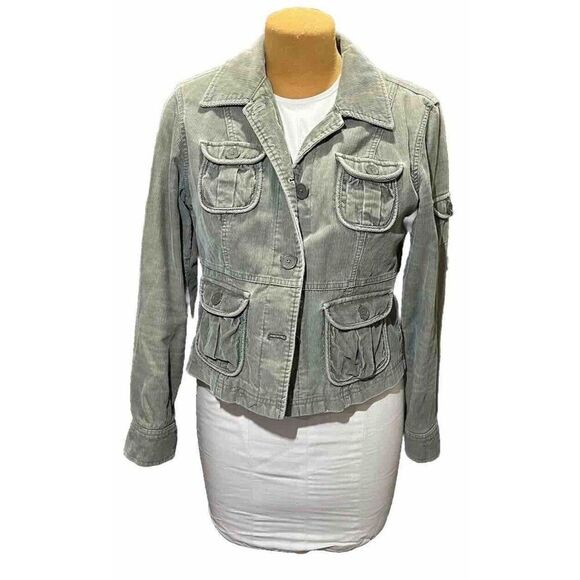 Aeropostale Limited Edition Corduroy Jacket Women's Size Large Light Green - Picture 1 of 9